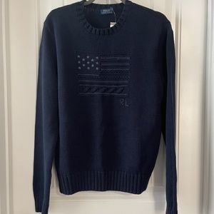 NWT POLO Ralph Lauren Navy American Flag Sweater